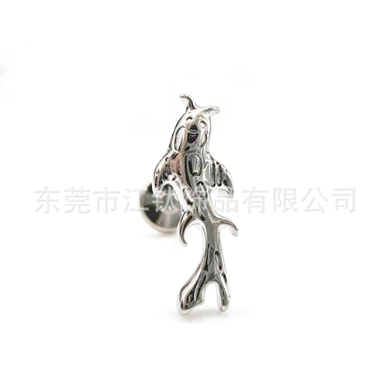 JT518 G23 Titanium Bonito Lip Nail Earrings - Gold 1.2x12mm Catfish Animal Body Piercing Jewelry - Image 5