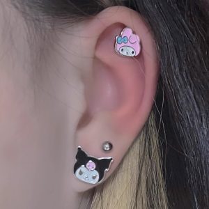 Titanium Steel Sanrio Kuromi Melody Cartoon Earring Hot Girl Wholesale