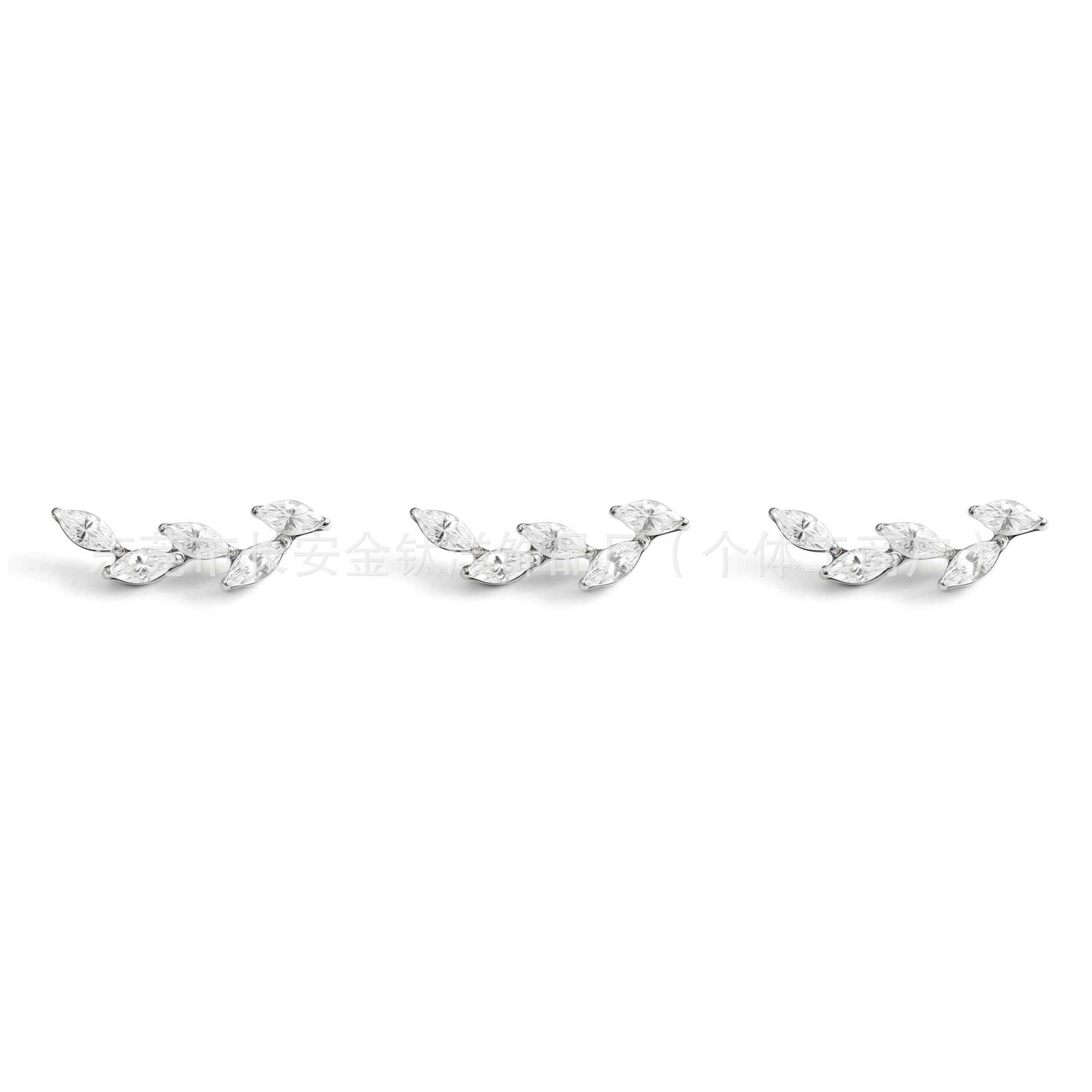 F136 Titanium Leaf-Shaped Ear Studs with Zirconia - Lip Nose Cartilage Studs G23 Alloy Piercing Jewelry - Image 2