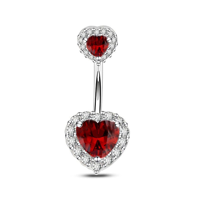Sexy Double Love Zircon Crystal Heart Belly Button Ring for Women - 2024 Summer New Arrival - Image 3