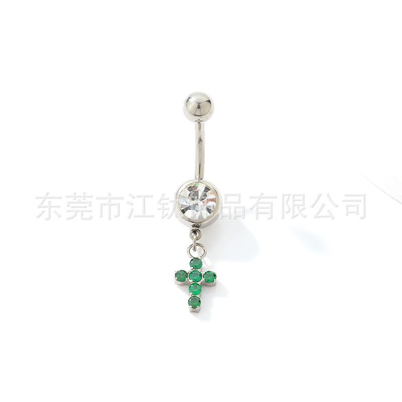 G23 Titanium Cross Diamond Navel Ring Belly Button Ring Body Piercing Jewelry - Image 4