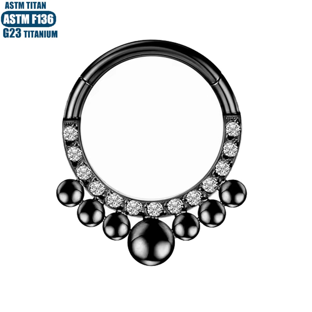 G23 Titanium Hinged Nose Ring with Zircon Inlaid - Welded Conch Cartilage Ring, Septum Piercing Jewelry with CZ - Image 4