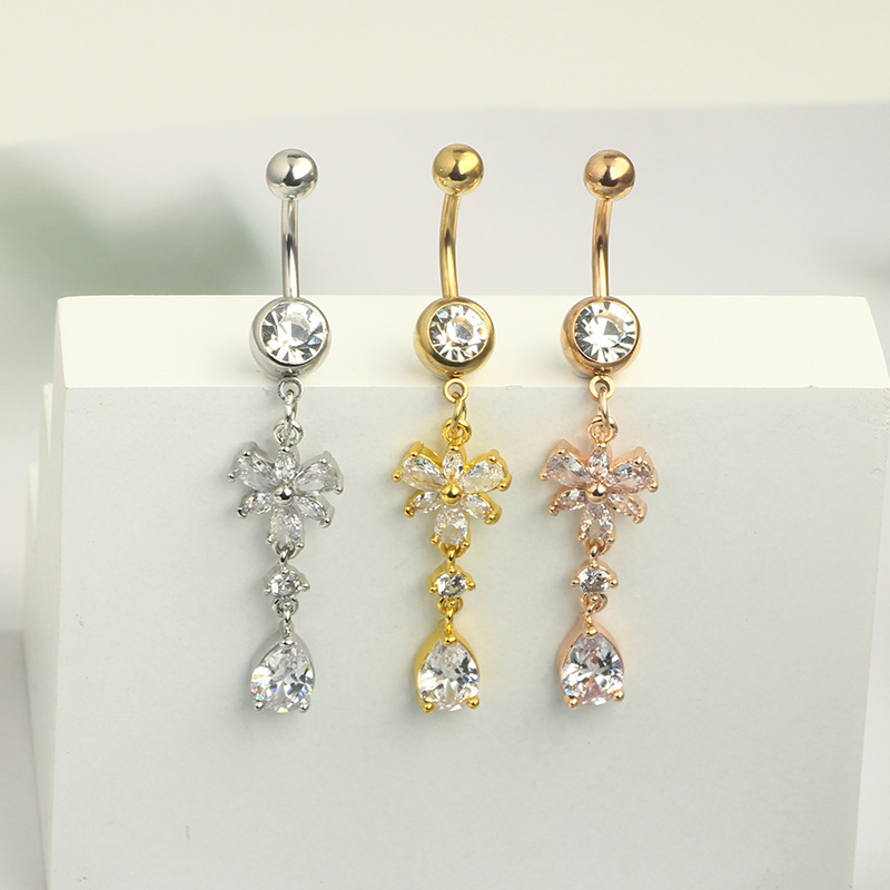 Rose Gold Heart Belly Ring Stainless Steel Navel Jewelry Wholesale - Image 2