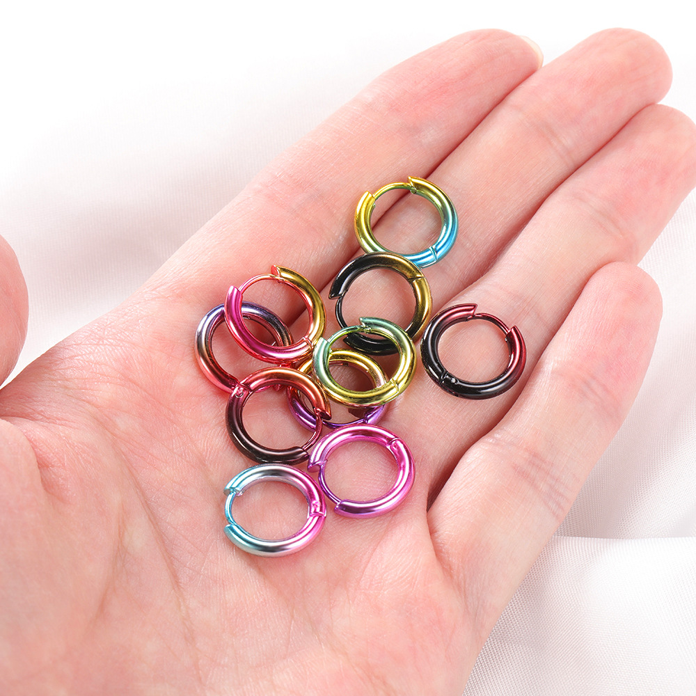 Colorful Paint Titanium Steel Geometric Earrings for Unisex Punk Wholesale - Image 3