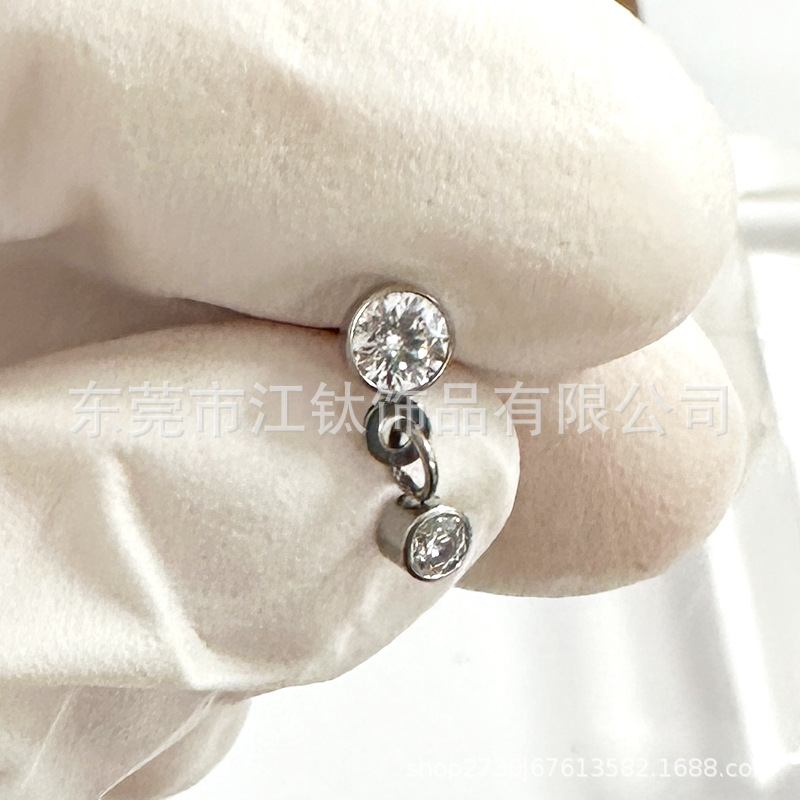 F136 Titanium Earring Pendant Set 5A Zircon Lip Nail Cross-Border G23 Titanium Alloy Human Piercing Jewelry Ear Bone Stud - Image 3