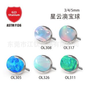 G23 Titanium Nebula Oval Ear Stud Three Claw Lip Nail Tongue Nail Body Piercing Jewelry JT431
