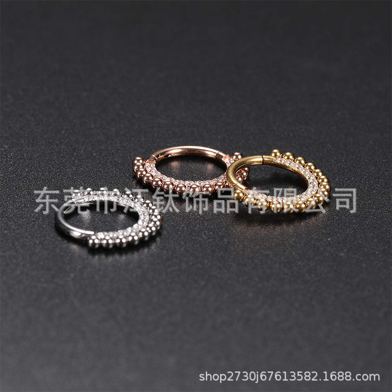 G23 Titanium Nose Ring with 5A Zircon Inlay Ball - ASTM F136 Body Piercing Jewelry - Image 4