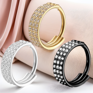 F136 Titanium Alloy Nose Ring Septum Three-Layer Zircon Nose Hoop Earrings Nose Piercing Seamless Hoop Women's Conch Shape