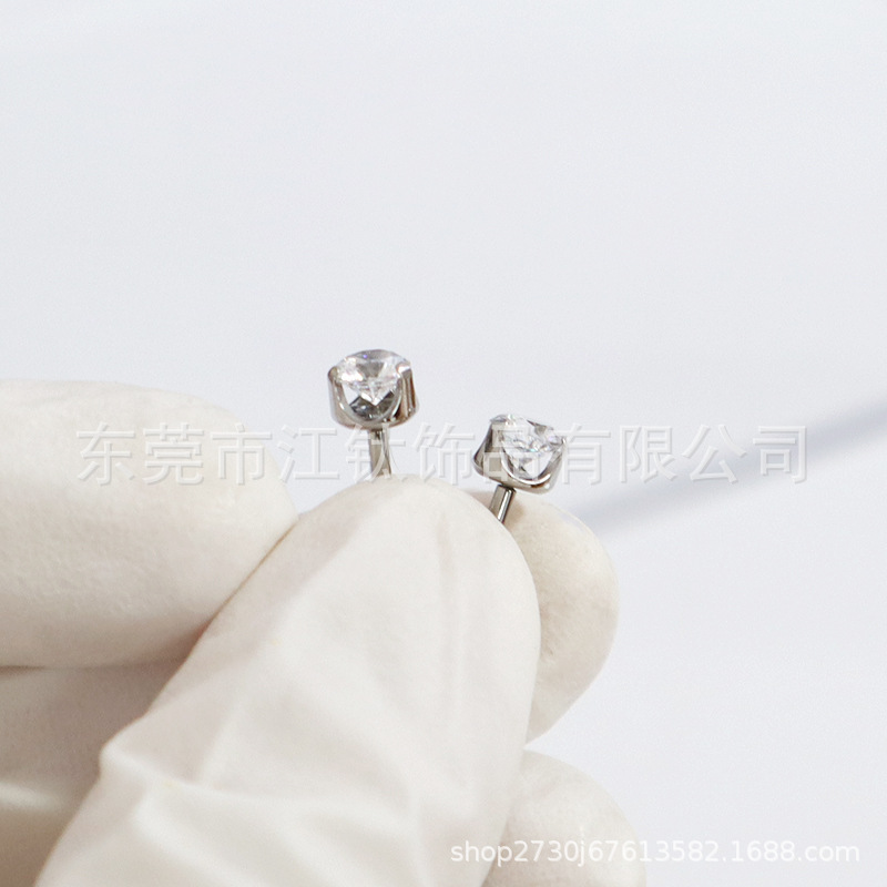 G23 Titanium 6mm Labret Stud with 5A CZ Gem for Ear Cartilage Helix Tragus Lip Piercing Jewelry - Image 3