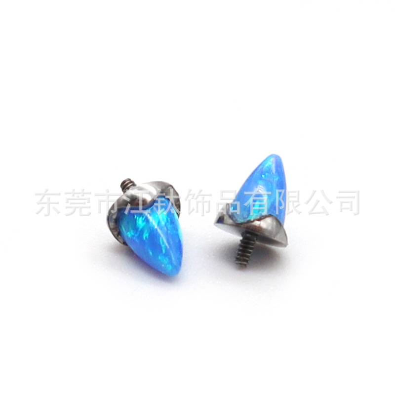 F136 Titanium Body Wavy Edge Pointed Cone Opal Cross-Border G23 Titanium Alloy Body Piercing Jewelry Ear Studs Accessories - Image 2
