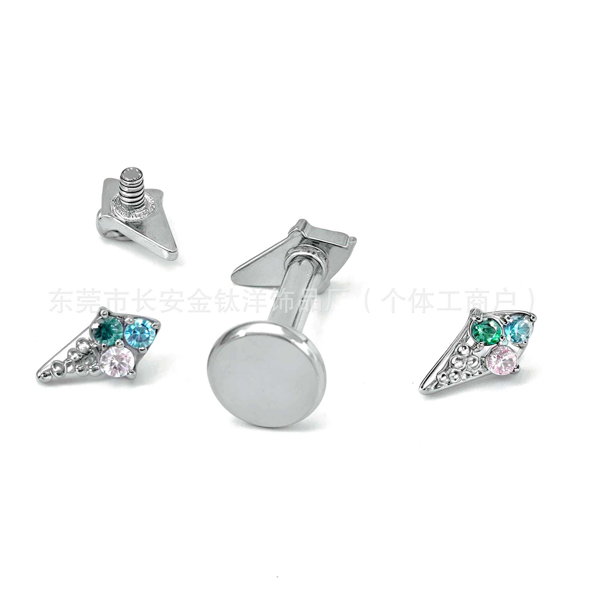 F136 Titanium Ice Cream Cone Zircon Earrings Nose Nails G23 Titanium Alloy Body Piercing Jewelry Ear Bone Nails - Image 4