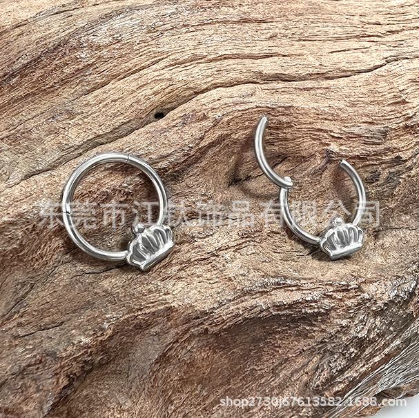 F136 Titanium Seamless Ring Nose Hoop Crown Earrings G23 Titanium Alloy Body Jewelry - Image 4