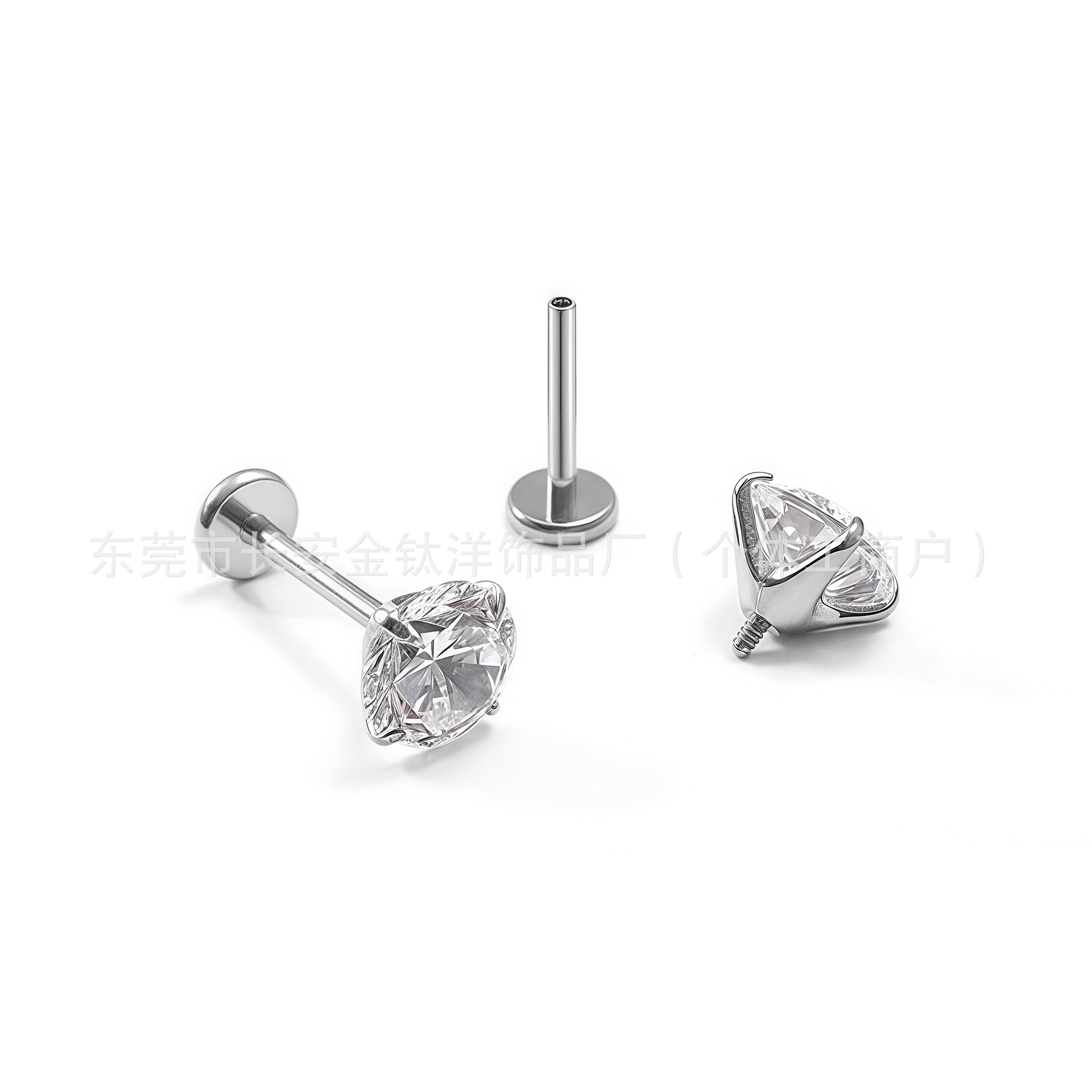 F136 Titanium Internally Threaded 5A Zircon Claw Zirconium Ear Nose Lip Nail G23 Titanium Alloy Piercing Stud - Image 3