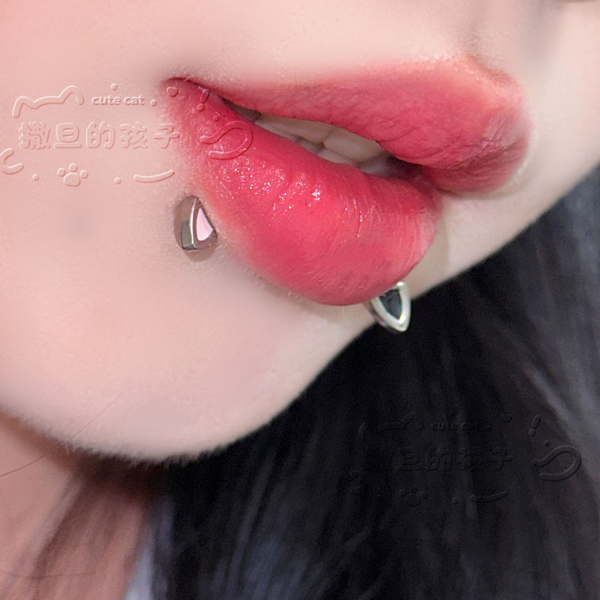 Satan's Child F136 Titanium Alloy Lip Nail Devil Nail Cat Ear Lip Nail Lip Ring - Image 5