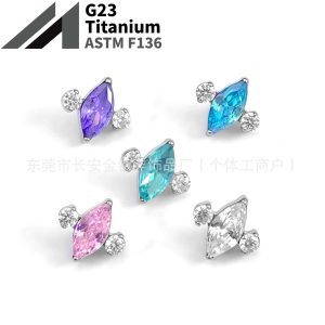 F136 Titanium Small Airship 5A Zircon Lip Nose Ear Bone Nail 14G Labret Stud