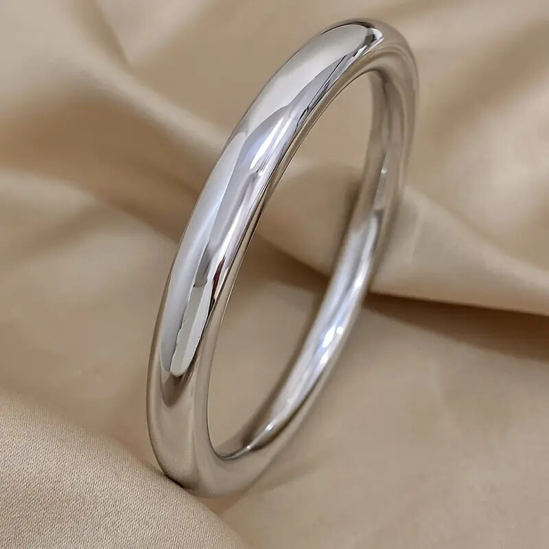 Minimalist Plain Ring Hollow Bracelet 316L Surgical Steel Gold PVD Coated Non-Fading Glossy Bangle Jewelry - Image 3