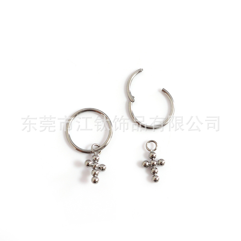 F136 Titanium Cross Earrings Stud - G23 Titanium Alloy Body Piercing Jewelry Earring Nose Ring for Men Women - Image 4