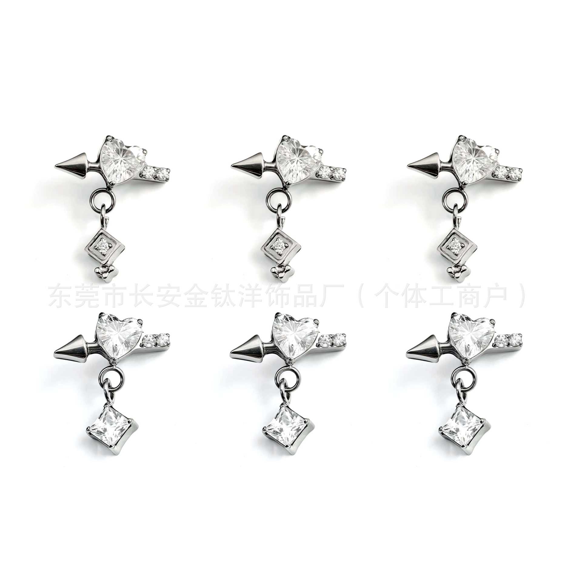 F136 Titanium Heart Cupid Zircon Earring Pendant Lip Piercing Nose Piercing Ear Bone Piercing G23 Titanium Alloy Jewelry - Image 5
