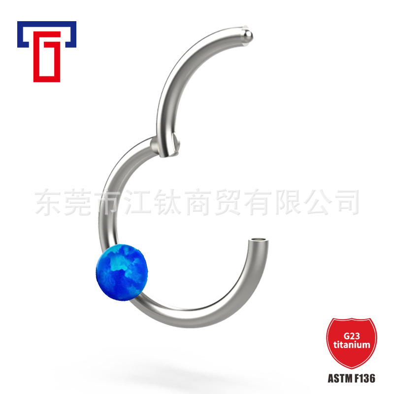 G23 Titanium Opal Nose Ring Closed Hoop Earrings Nose Studs Ear Cuffs Piercing Jewelry - Image 2