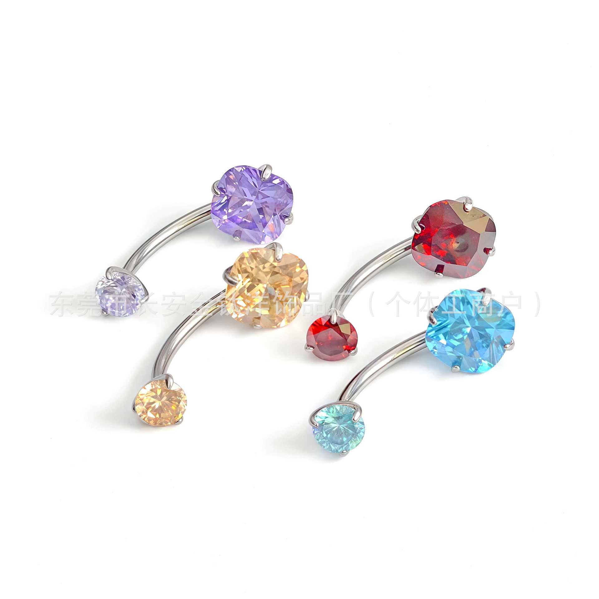 F136 Titanium Internal Thread Double-Ended Fat Square Zirconium Curved Rod Navel Ring G23 Titanium Alloy Body Piercing Jewelry - Image 2