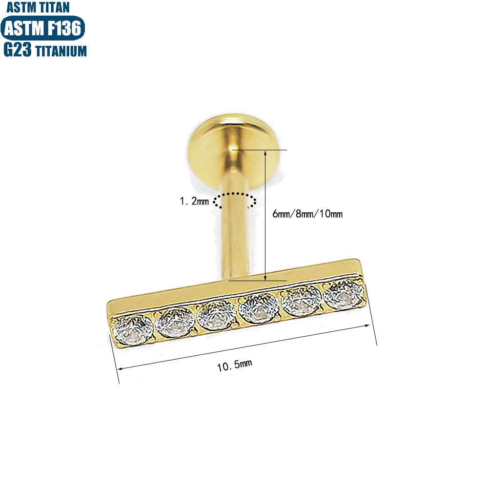 F136 Titanium Alloy Zircon Long Lip Ring Inner Spiral Piercing Jewelry Moon Earrings for Women - Image 2