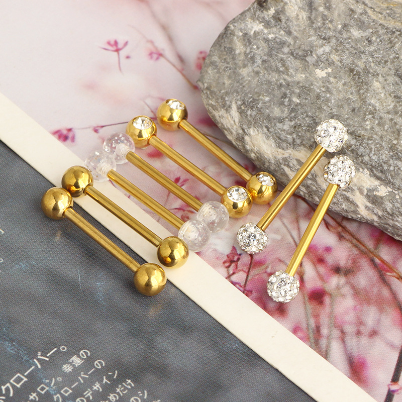Stainless Steel Star Tongue Ring Set - Rose Gold Body Piercing Jewelry for Tongue, Nipple, and Breast - Image 5