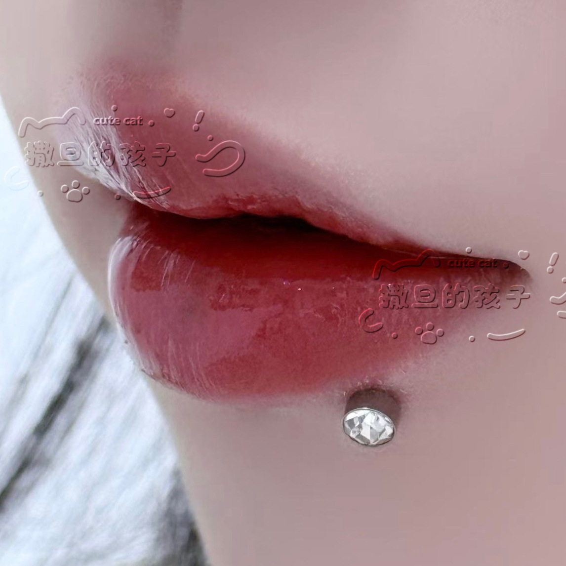Satan's Child Noble Lady Lip Ring Black Diamond 16mm 1.2mm Sweet Cool Hot Girl Piercing Jewelry - Image 3