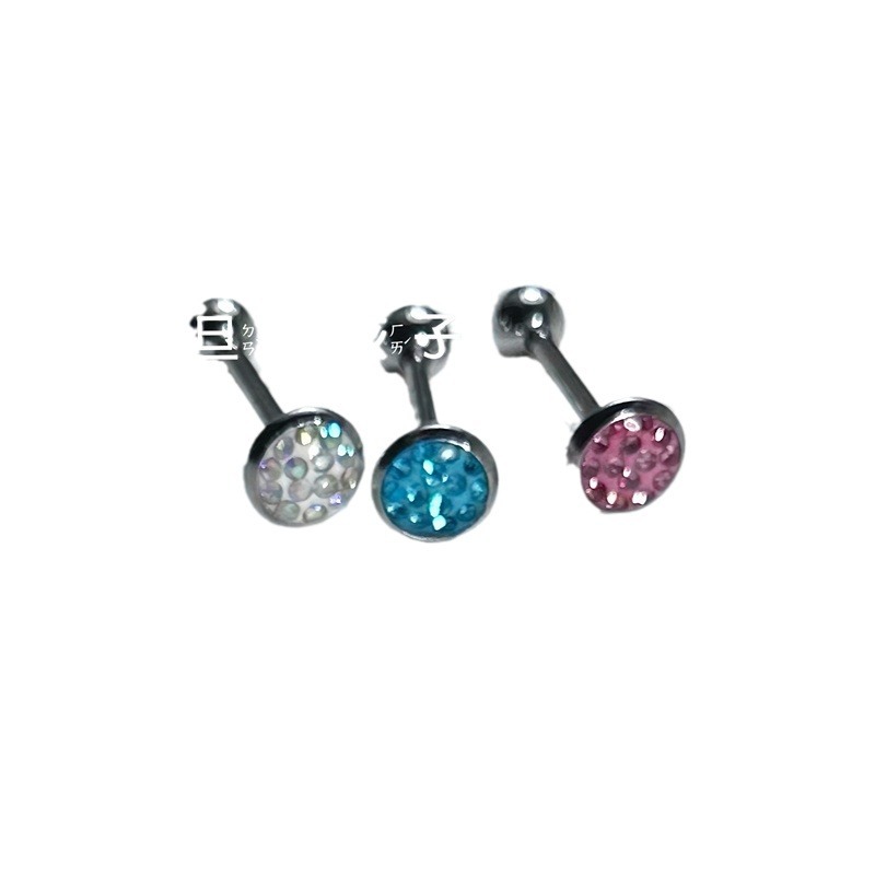 Left Bank Paris Pink 16G Tongue Barbell External Thread Full Diamond Sequin Tongue Ring Niche Spice Piercing Jewelry - Image 5