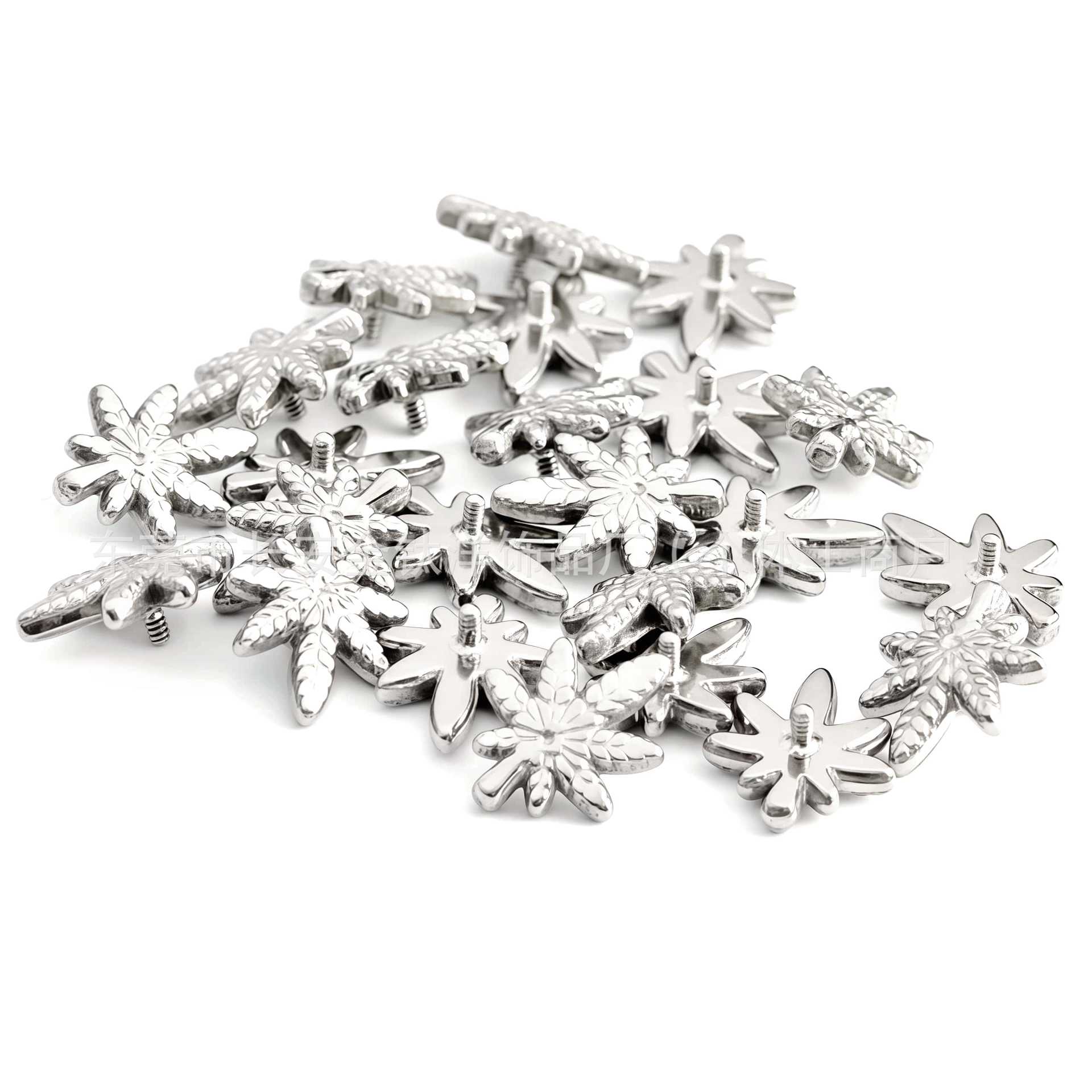 F136 Titanium Leaf-Shaped Flat Back Ear Studs, Cartilage Earrings, Nose Studs, Lip Studs, Body Piercing Jewelry - Image 4