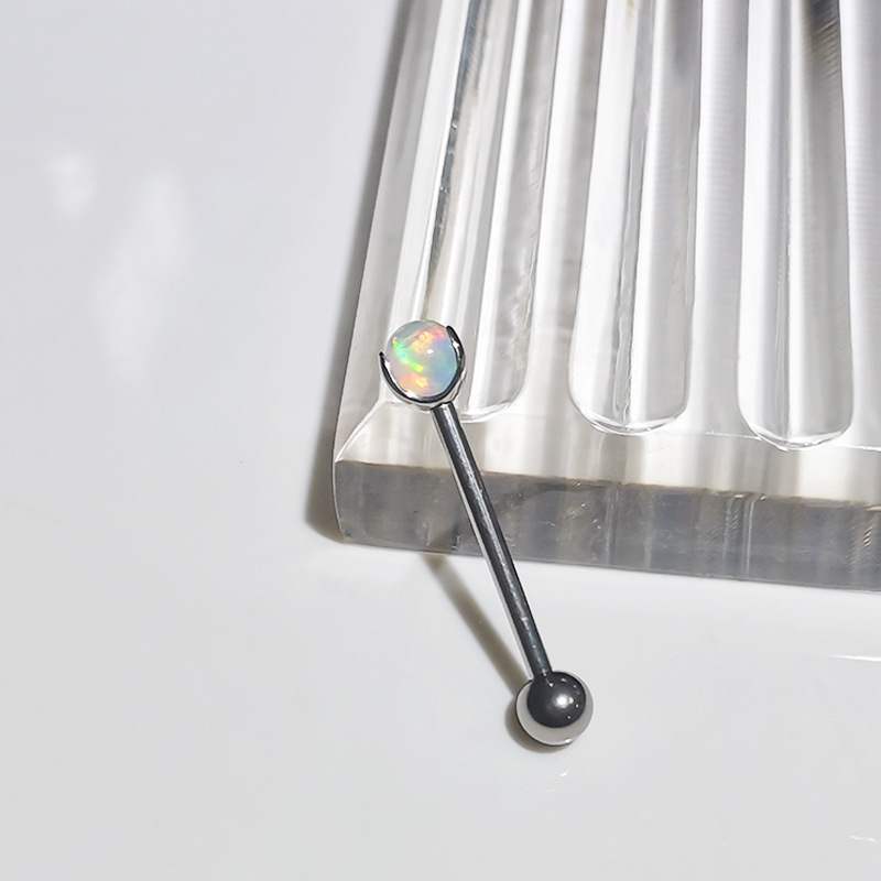 F136 Tongue Nail Aurora Opal Internal Thread Straight Barbell Three Claw Ball G23 Titanium Alloy Piercing Jewelry Jelly Opal Ball - Image 4
