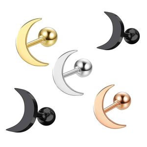 Stainless Steel 16G Ear Bone Tragus Piercing Jewelry Simple Star Motif Men's Earrings Rose Gold