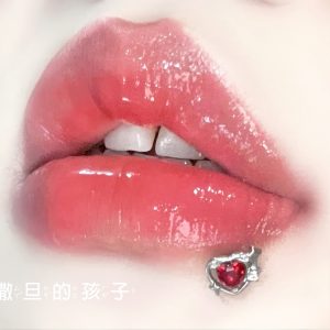 Red Titanium Steel Internal Thread Lip Ring for Lip Piercing - 12mm Bar Length