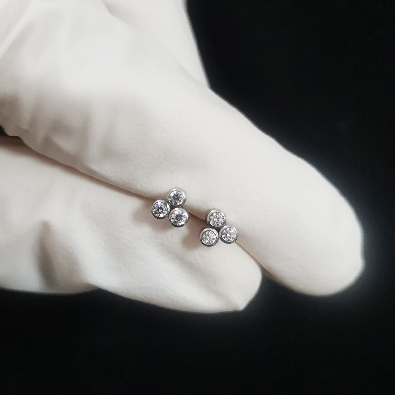 F136 Titanium Earring with 5A Zircon Inlaid Internal Thread G23 Titanium Alloy Cartilage Piercing Jewelry Ear Nail - Image 4
