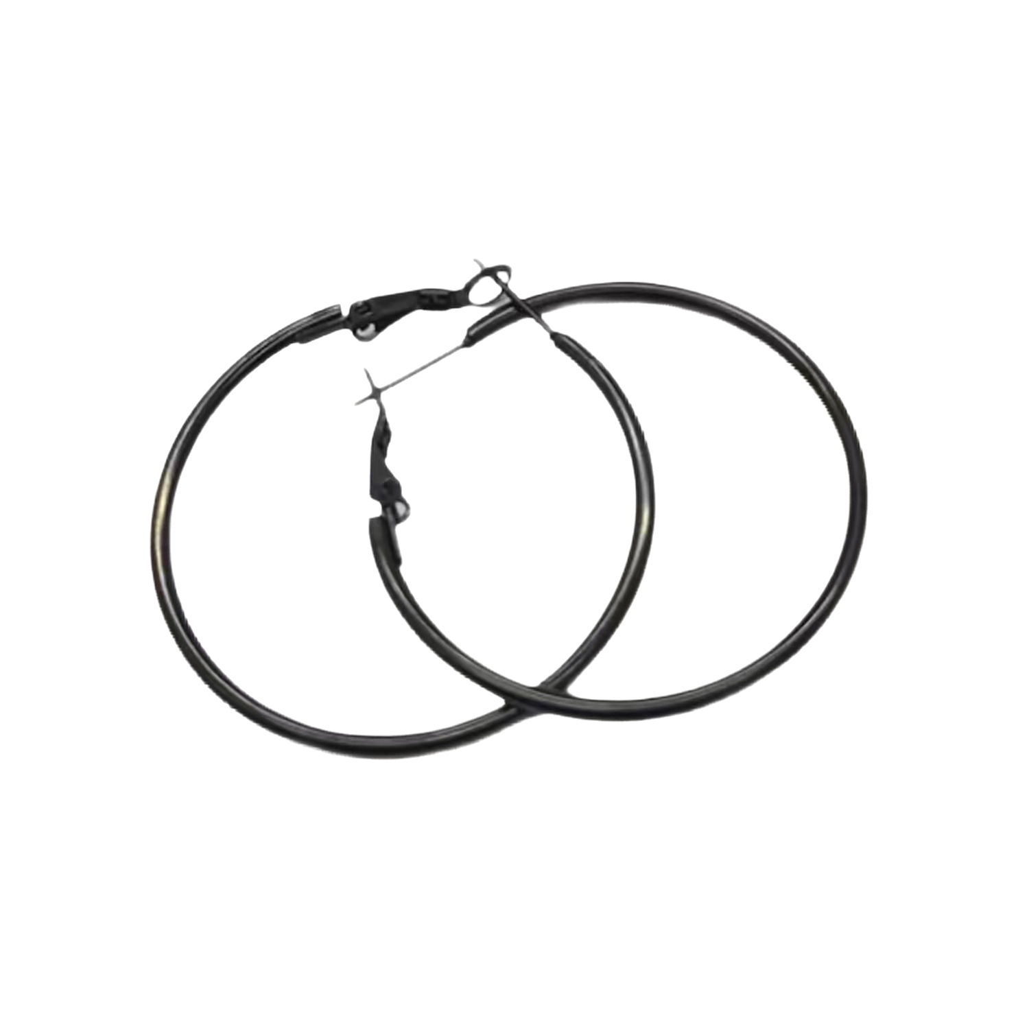 Sweet Cool Spicy Girl Hoop Earrings 2025 New Simple Round Face Personality Hoop Earrings Black 2x70mm - Image 4