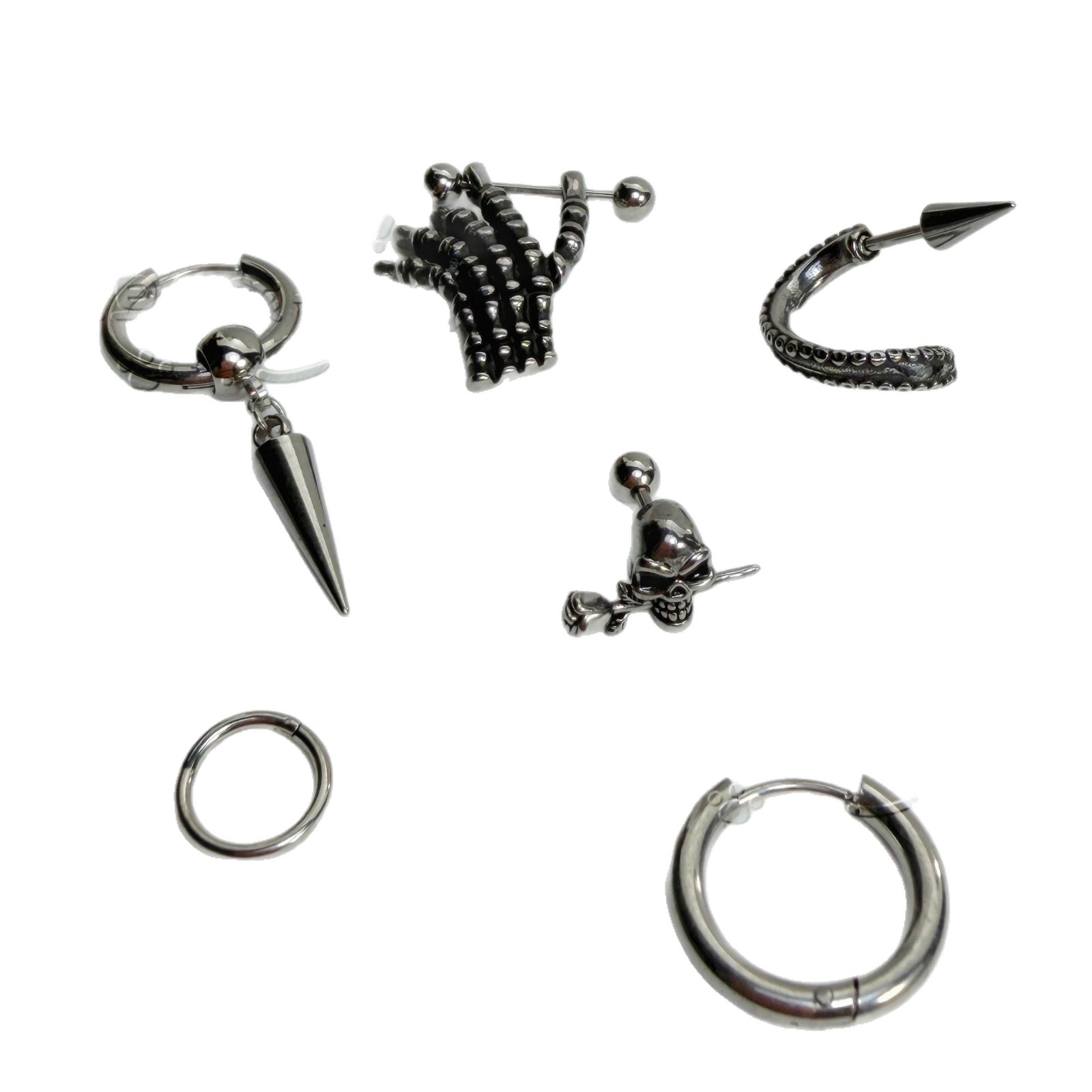 Satan's Child Gothic Skeleton Titanium Steel Ear Bone Stud Tragus Earring Dark Gothic Combination Jewelry - Image 5