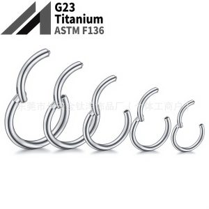 G23 Titanium Seamless Nose Ring Closed Hoop Earring F136 Titanium Alloy Piercing Jewelry