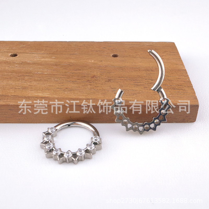 G23 Titanium Nose Ring Inlaid with Zircon - Cross-Border Body Piercing Jewelry Ear Bone Nails 1.2x8mm 24K Gold - Image 2