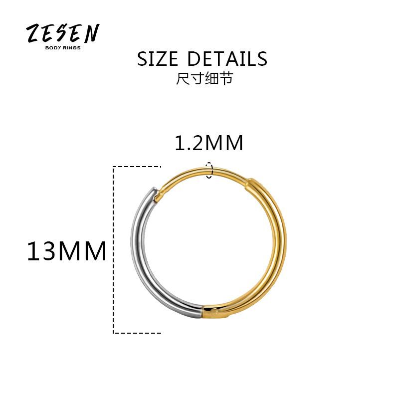 2022 New Hot Selling 1.2mm Diameter Stainless Steel Earring Circle for Men and Women Color Matching Ear Bone Ring - Image 2