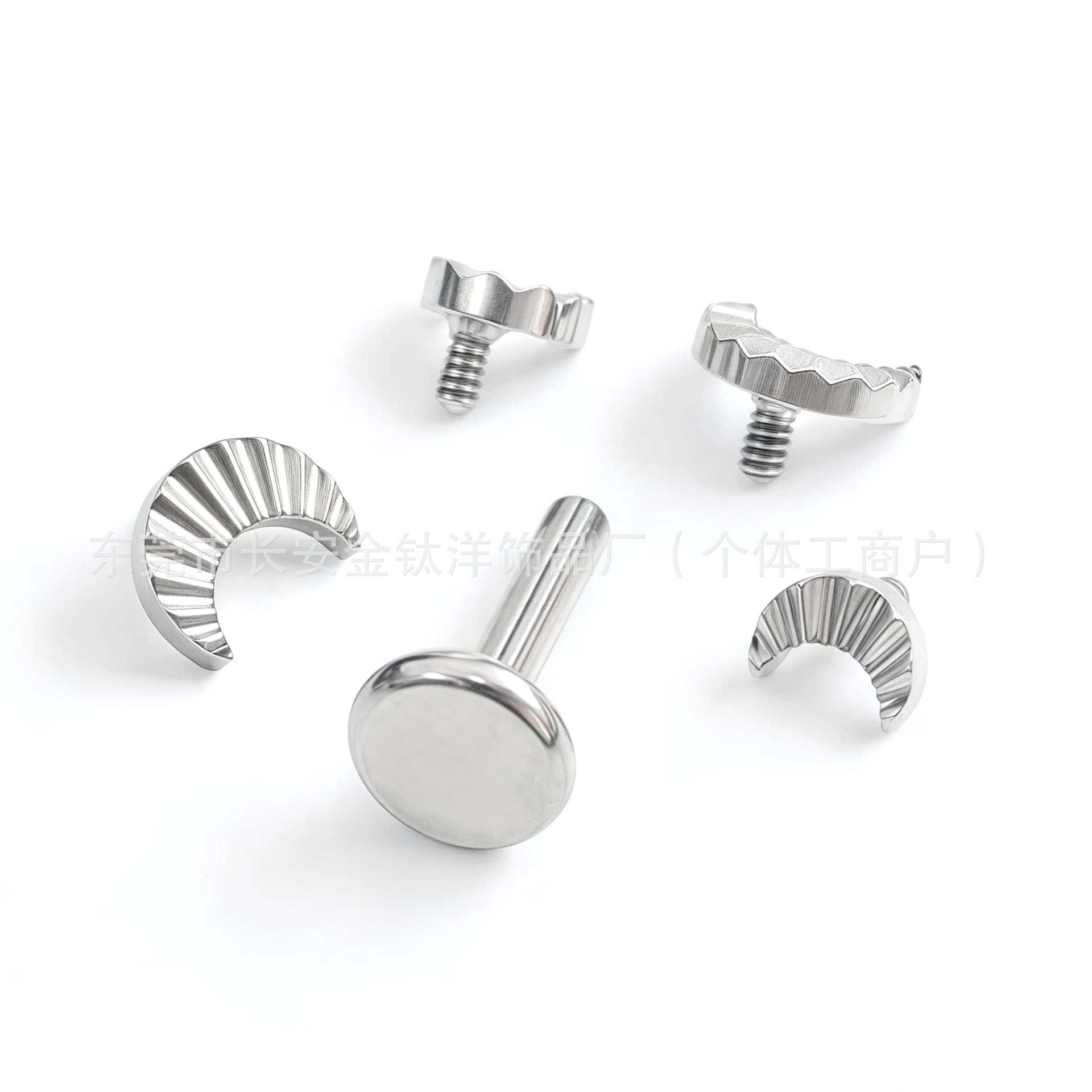 Titanium Radiating Moon Crescent Lip Nose Ear Piercing Jewelry - 1.2mm x 14mm Labret Stud, G23 Titanium Alloy - Image 3