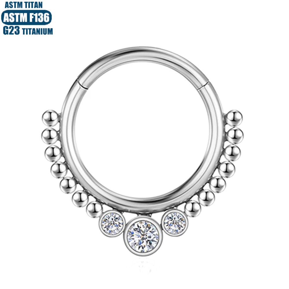 F136 Titanium Nose Piercing Bead Cluster Zircon Nose Ring Seamless Ring Hinge Piercing Nasal Septum Ear Ring Earrings Cartilage Ring - Image 2