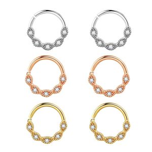 Crown Shape CZ Non-Pierced Nose Ring Hoop C-Type Nostril Jewelry for Women