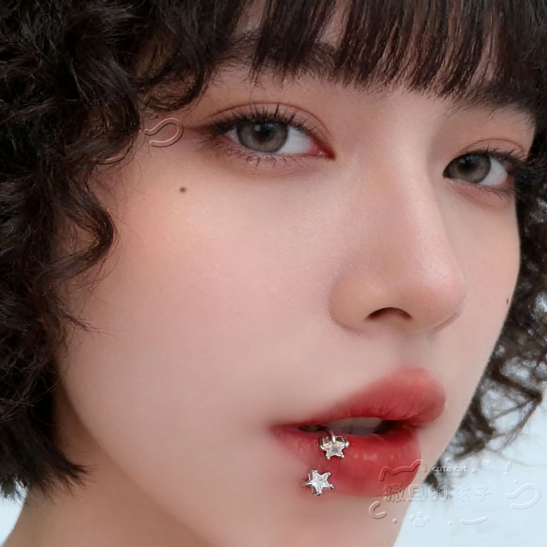Satan's Child Little Milk Star Sparkling Diamond Star Lip Ring Lip Stud Ear Bone Ring Piercing Jewelry - Image 3