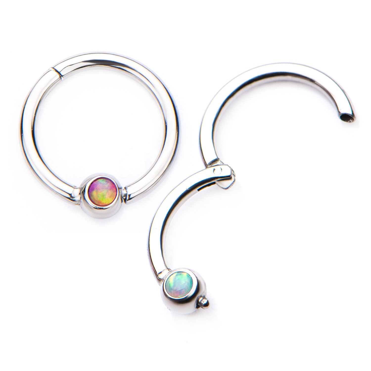 G23 Titanium Nose Ring Captive Bead Ring Opal Inlay Zircon Close Ring Buckle Ring Body Piercing Jewelry - Image 2