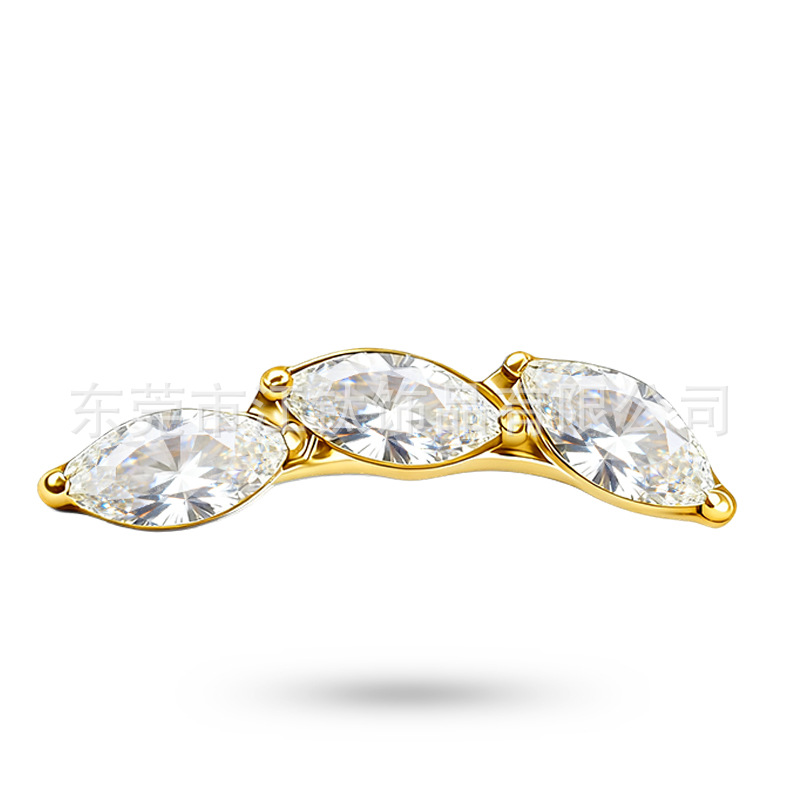 G23 Titanium Alloy Ear Stud with Marquise Leaf Shape Zircon Inlay - Body Piercing Jewelry Earring - Image 5