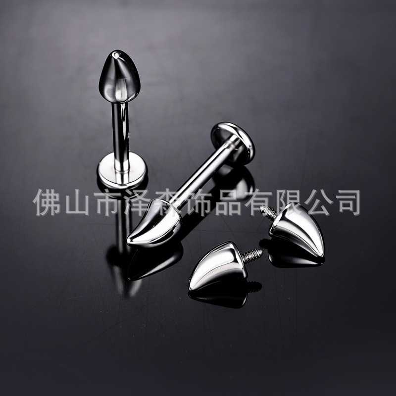 F136 Titanium Alloy Earrings Little Devil Horn Tip Cone G23 Titanium Head Body Piercing Devil Lip Nail Ear Bone - Image 4