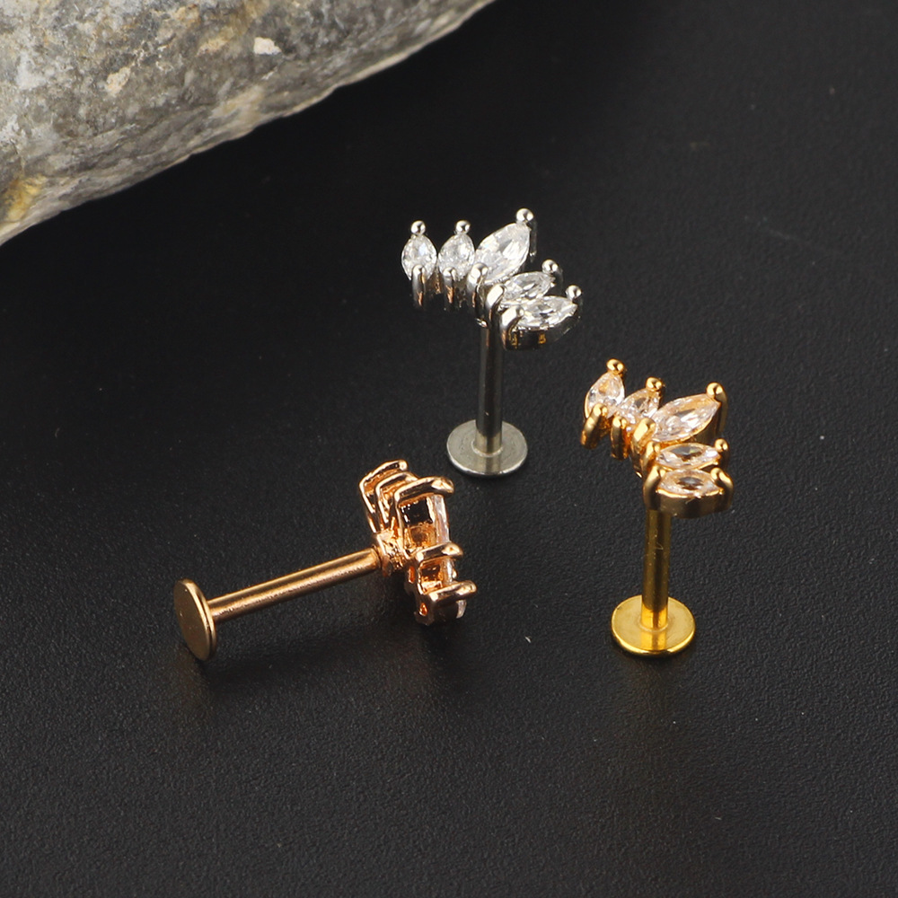 Zircon 8mm Stainless Steel Ear Bone Nail Screw Earrings for Women Body Piercing Jewelry Lip Ring - Image 4