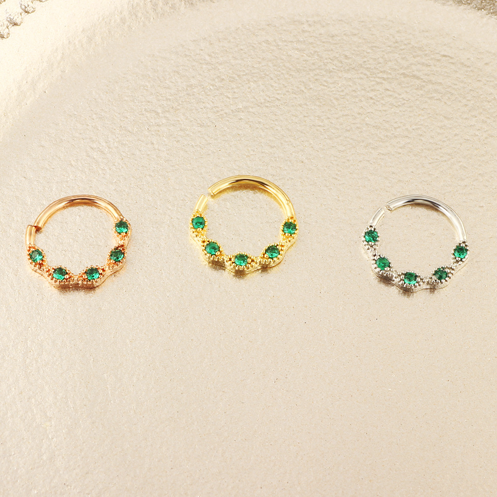 2021 Summer New Release 20G Zircon Rose Gold Nose Ring Fake Nose Piercing Leaf Tulip Daith Earring - Image 5