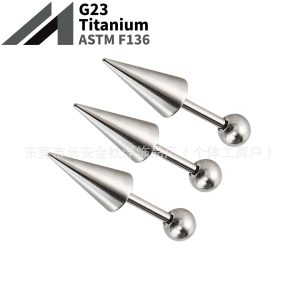 F136 Titanium Internal Thread Pointed Cone Devil Nail Earrings Lip Nail Bone Earrings G23 Titanium Alloy Body Piercing Jewelry