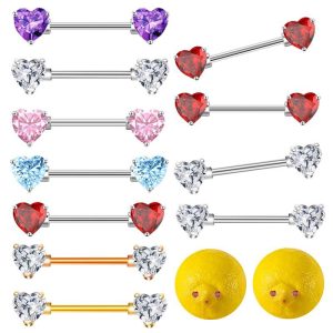 Heart Shape 7-Color Zircon Breast Ring 316L Surgical Steel Fashion Nipple Piercing Jewelry Women 18K Plated