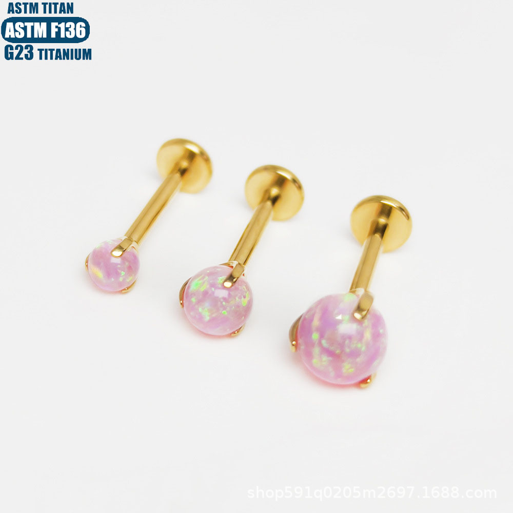 F136 Titanium Alloy Lip Ring Internal Thread Body Piercing Jewelry Cartilage Tragus Earring Opal Earring - Image 3